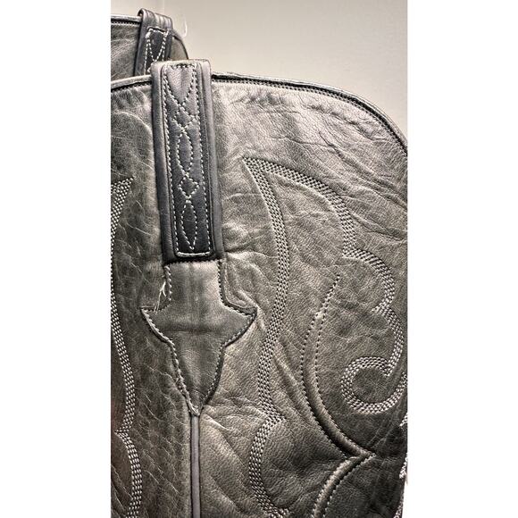 Lucchese Vtg 90s Mens Ranch Hand Western Boots 8.5 D Anthracite Gray Leather USA - Picture 4 of 16